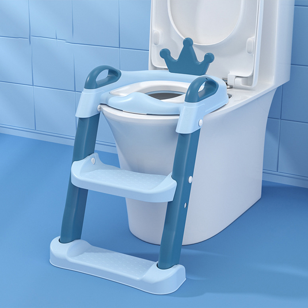 Reductor toaleta cu scarita si inaltime reglabila Little Mom Royal Blue Blue imagine noua responsabilitatesociala.ro