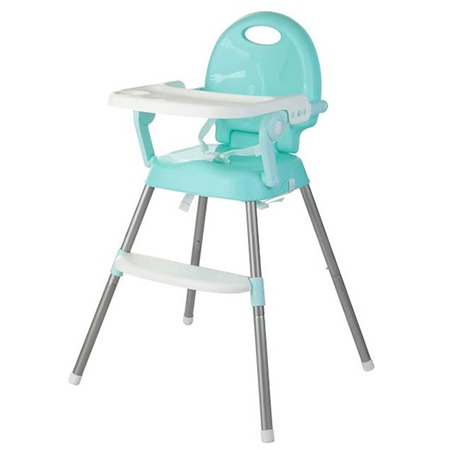Scaun de masa 3 in 1 pentru copii, Little Mom, pliabil si portabil, cu centura de siguranta, tavita compartimentata reglabila in 3 pozitii, dimensiune 48 x 55 x 88 cm, Booster Green - 1 | YEO