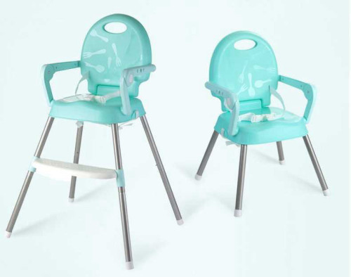 Scaun de masa 3 in 1 pentru copii, Little Mom, pliabil si portabil, cu centura de siguranta, tavita compartimentata reglabila in 3 pozitii, dimensiune 48 x 55 x 88 cm, Booster Green - 2 | YEO