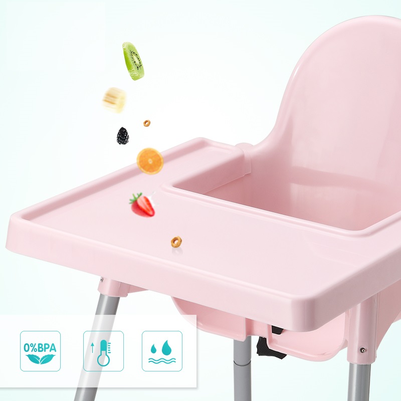 Scaun de masa bebelusi Little Mom Infant Pink cu centura de siguranta si masuta, 6-36 luni, picioare antiderapante, tavita detasabila - 3 | YEO