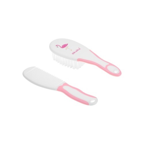 Set perie de par si pieptene Akuku A0448 Flamingo roz