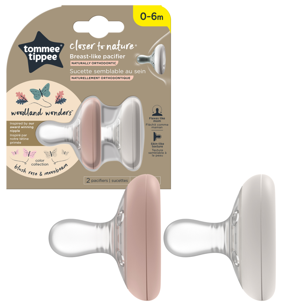 Suzete Tommee Tippee Closer to Nature 0-6 luni Breast like pacifier gri/maro 2 buc