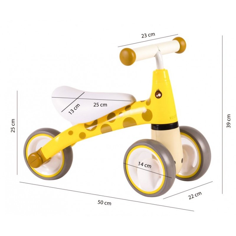 Tricicleta fara pedale Girafa portocalie galbena Ecotoys LB1603 Ecotoys imagine noua responsabilitatesociala.ro