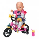 Bicicleta cu lumini si claxon BABY born pentru papusi