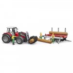 Tractor massey ferguson7480 cu incarcator frontal si remorca pentru lemne Breuder
