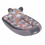 Baby Nest multifunctional cu doua tipuri de material Velur Forest Fox