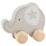 Elefantelul pe roti jucarie pentru bebelusi