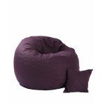 Fotoliu Pufrelax king size si perna decorativa fancy purple umplut cu fulgi de burete memory mix