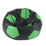 Fotoliu pentru copii 3-10 ani minge telstar junior black & green  umplut cu perle polistiren marca Pufrelax