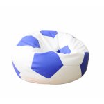 Fotoliu pentru copii 3-10 ani minge telstar junior white & blue umplut cu perle polistiren marca Pufrelax