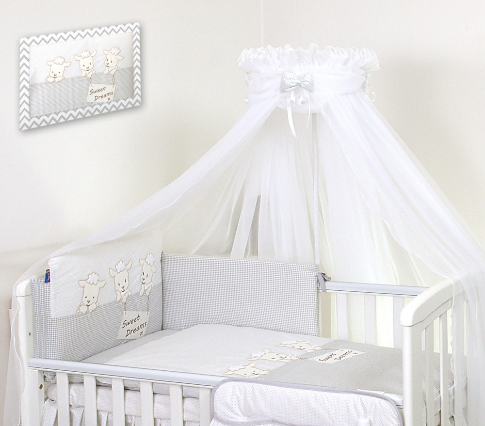 Baldachin din tul pentru patut bebe Sweet Dreams White 160 x 600 cm suport prindere inclus - 1