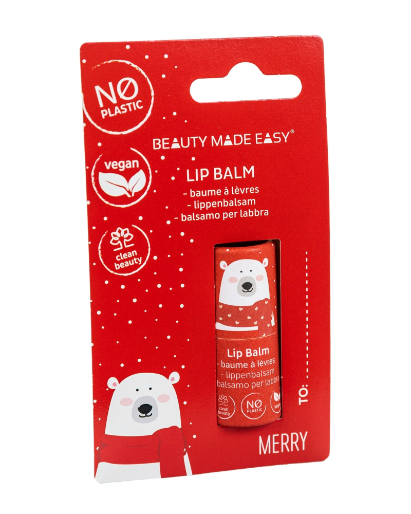 Balsam de buze vegan zero plastic Merry Editie Limitata de Craciun Beauty Made Easy 55 g