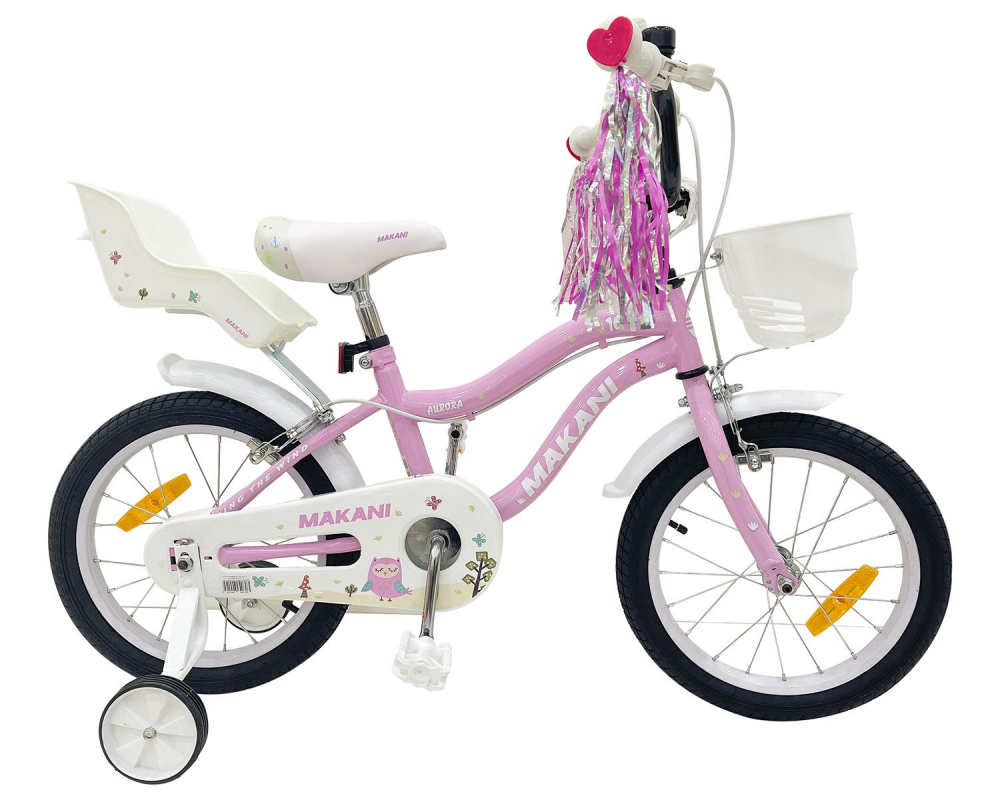 Bicicleta 16 inch cu roti ajutatoare Makani Aurora Pink ajutatoare imagine 2022 protejamcopilaria.ro