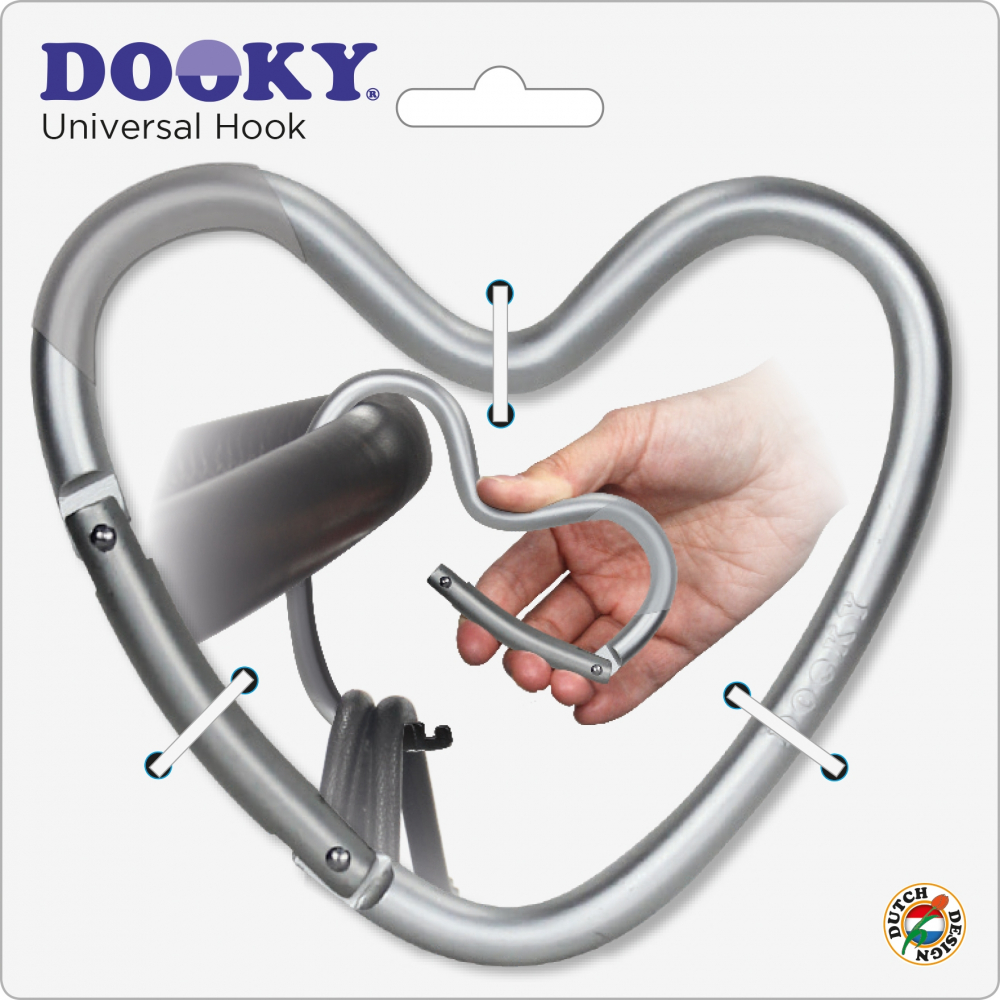 Carlig pentru carucior Dooky Heart argintiu mat - 2
