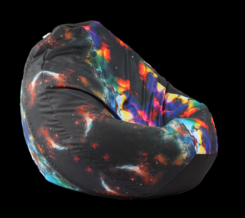 Fotoliu puf tip sac nirvana gigant lagoon nebula imprimat pretabil si la exterior umplut cu perle polistiren