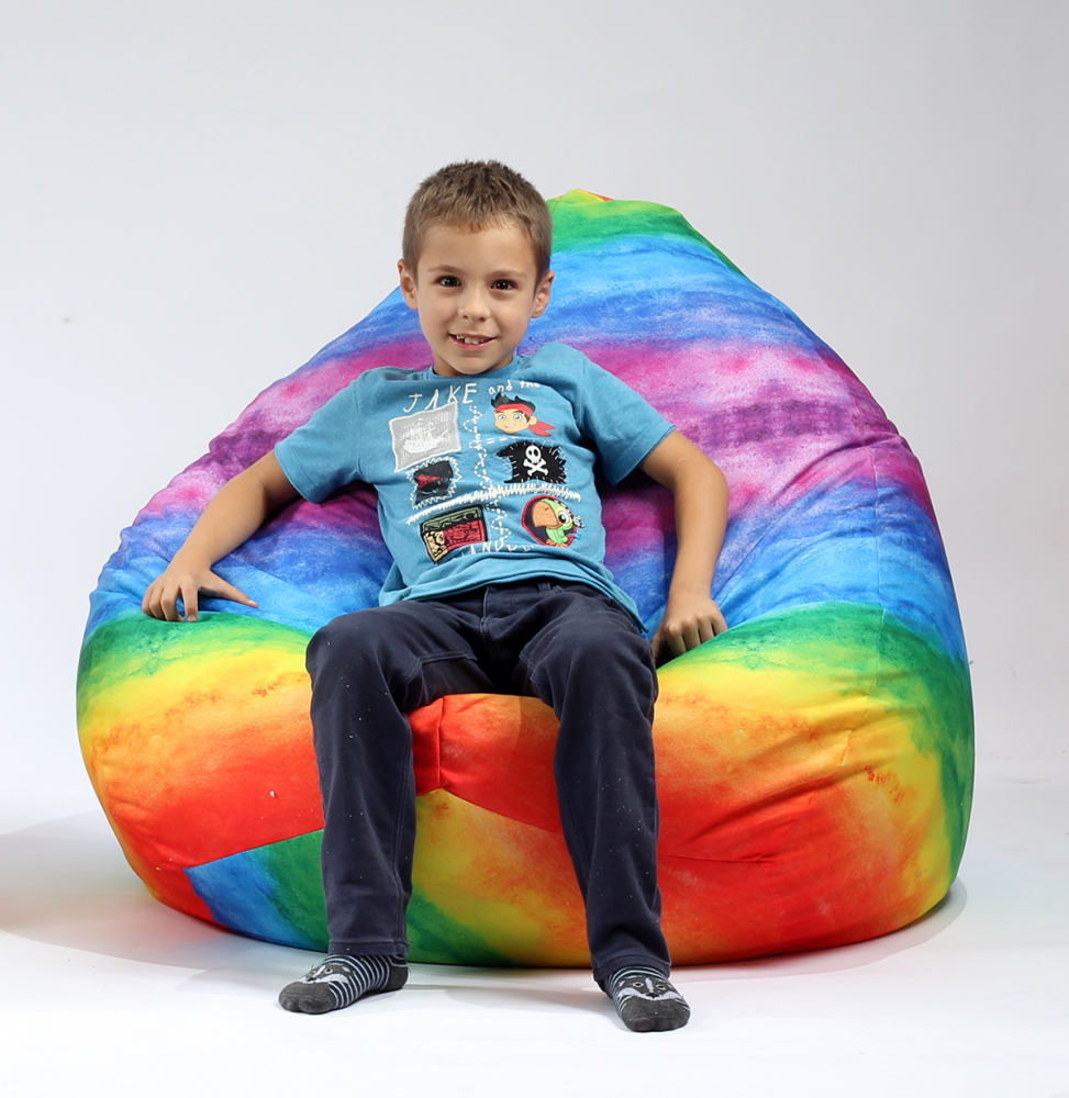 Fotoliu puf tip sac nirvana grande rainbow watercolour imprimat pretabil si la exterior umplut cu perle polistiren Camera copilului 2023-09-26