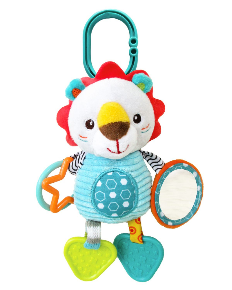 Jucarie kikkaboo pentru caruciorpatut cu accesorii dentitie si oglinda leo the lion