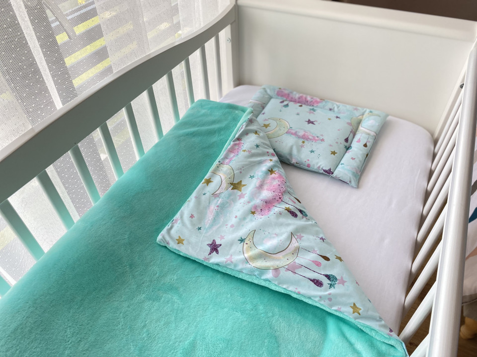 Lenjerie de pat pentru copii maradalia plain mint luna 100 x 80 cm 100 imagine noua responsabilitatesociala.ro