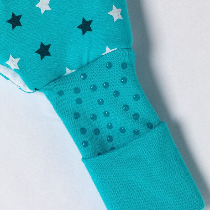 Sac De Dormit Cu Picioruse Si Talpa Antiderapanta Teal Stars 120 Cm + Manseta 1.0 Tog