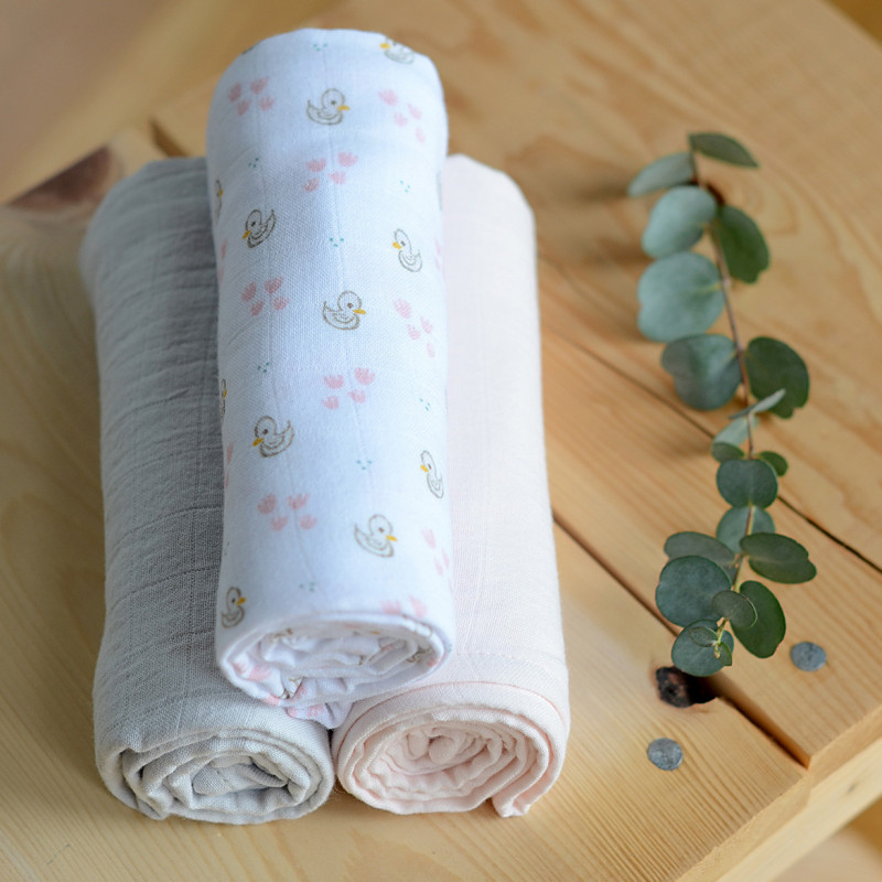 Set 3 museline Beaba bumbac organic 70x70 cm swan pink - 2 | YEO