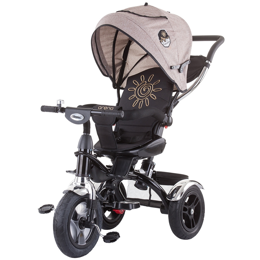 Tricicleta pentru copii Chipolino Arena Latte cu sezut reversibil, control al directiei, 2 seturi suport picioruse, copertina, roti dotate cu frana si cos pentru accesorii