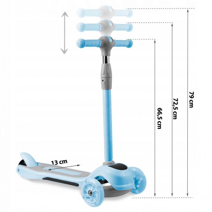 Trotineta cu inaltime reglabila si roti cu lumini LED Ricokids Piko Albastru - 5