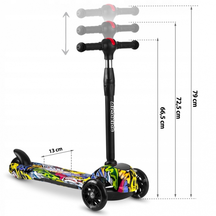 Trotineta cu roti cu led Ricokids Piko negru galben - 4