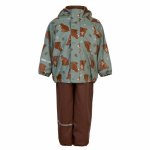Set jacheta+pantaloni impermeabil cu fleece pentru vreme rece ploaie si vant CeLaVi 120 cm Bear Cub