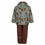 Set jacheta+pantaloni impermeabil cu fleece pentru vreme rece, ploaie si vant CeLaVi 90 cm Bear Cub