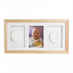 Kit mulaj cu dubla amprenta Double Memory Frame cu rama foto 10x15 cm Baby HandPrint non-toxic natur