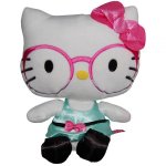 Jucarie din plus Hello Kitty cu ochelari si rochie vernil 23 cm