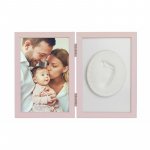 Kit rama foto 10x15 cm cu amprenta Tiny Memories Baby HandPrint non-toxic roz