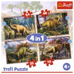 Puzzle trefl 4 in 1 dinozaurii interesanti