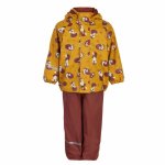Set jacheta+pantaloni impermeabil cu fleece pentru vreme rece, ploaie si vant CeLaVi 110 cm Red Fox