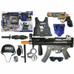 Set de joaca pentru copii mitraliera pistol cu gloante de spuma si accesorii de politie LeanToys