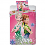 Set lenjerie pat copii Frozen Elsa and Anna 100x135 + 40x60 SunCity