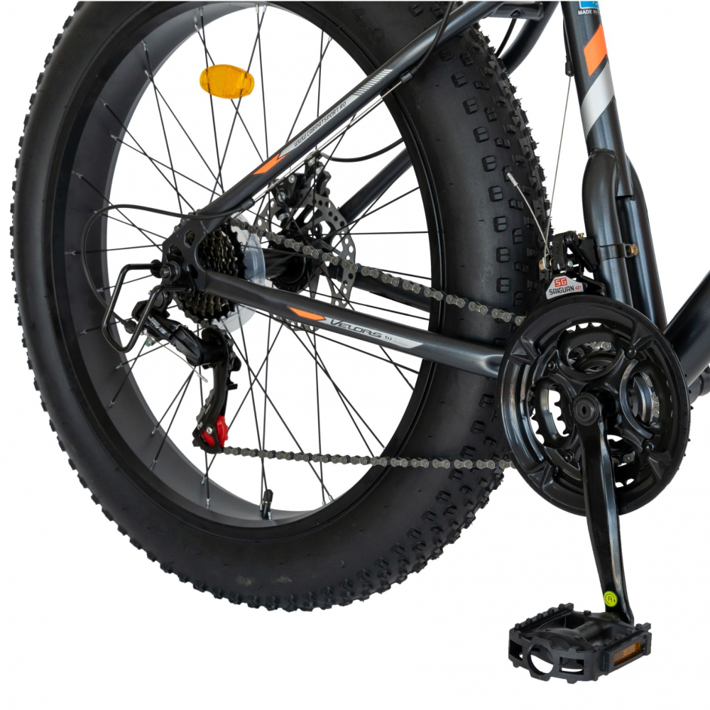 Bicicleta Fat-Bike Wolf 26 inch Velors V2605D cadru gri cu portocaliu nichiduta.ro imagine noua