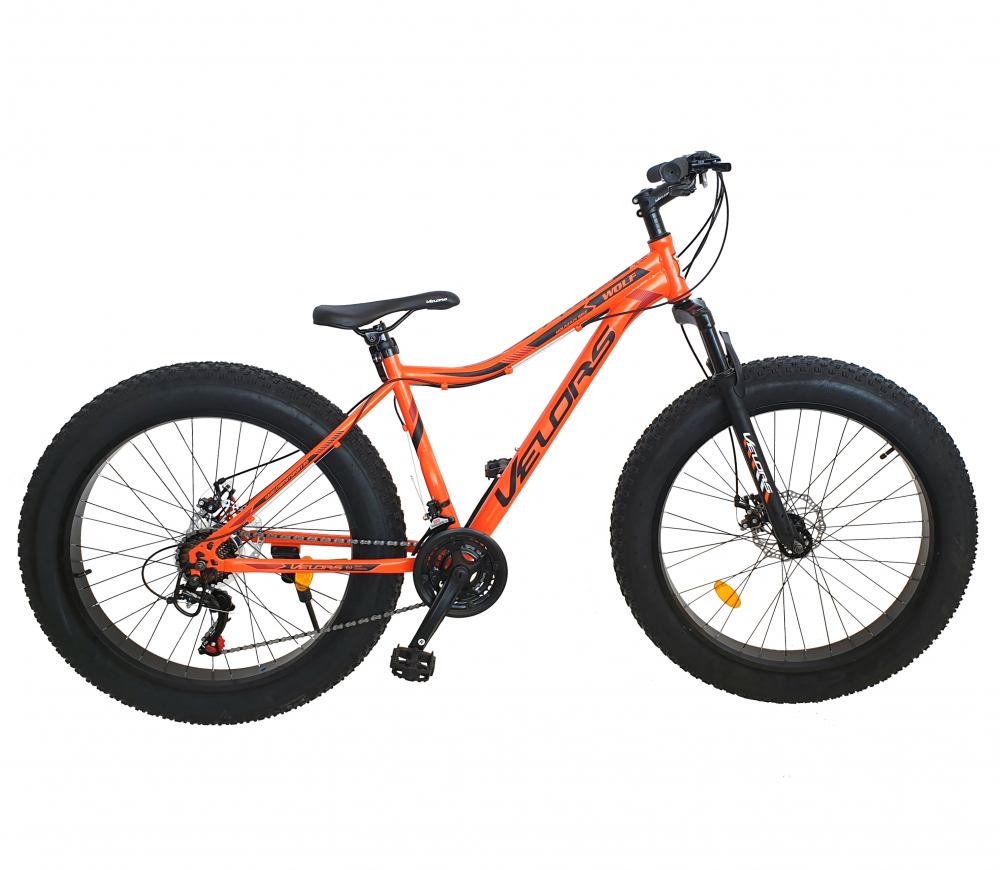 Bicicleta Fat-Bike Wolf 26 inch Velors V2605D cadru portocaliu cu negru - 6