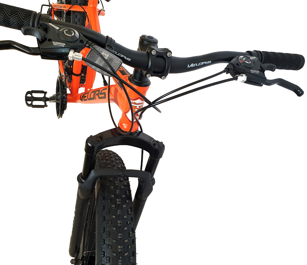 Bicicleta Fat-Bike Wolf 26 inch Velors V2605D cadru portocaliu cu negru - 2