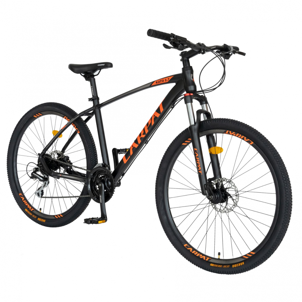 Bicicleta MTB-HT schimbator Shimano Acera 24 viteze 27.5 inch Carpat CSC2788AH negru cu portocaliu 27.5 imagine 2022 protejamcopilaria.ro