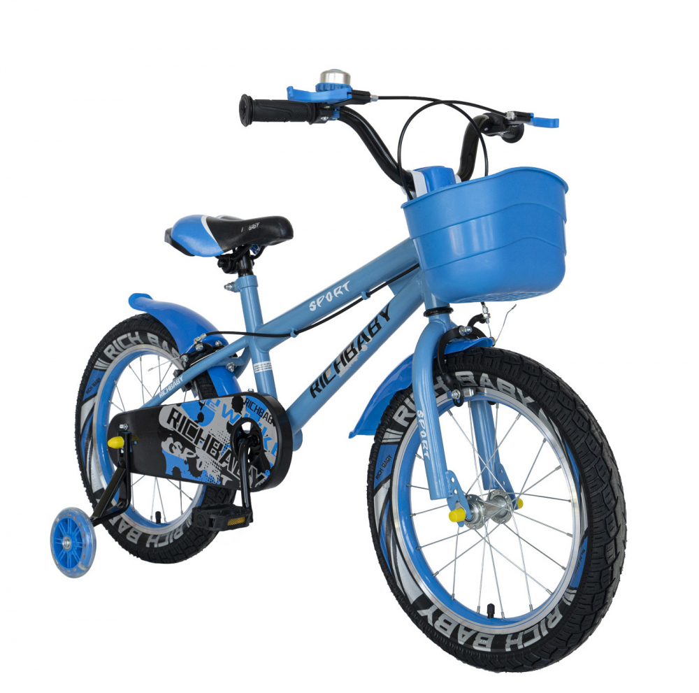Bicicleta copii 3-5 ani 14 inch C-Brake Rich Baby CSR1403A albastru cu negru - 2