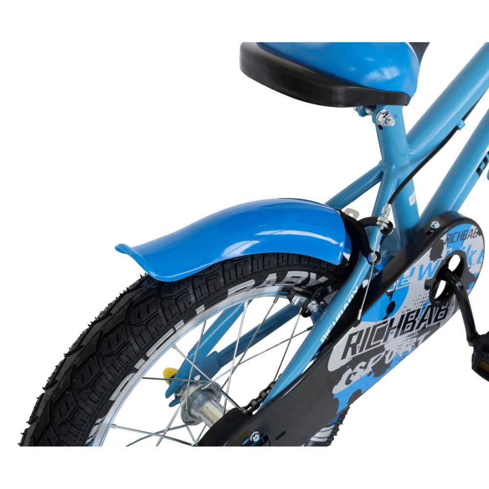 Bicicleta copii 3-5 ani 14 inch C-Brake Rich Baby CSR1403A albastru cu negru - 6