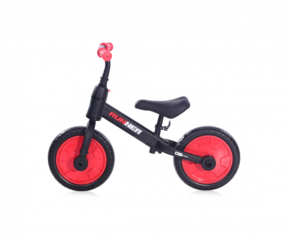 Bicicleta de echilibru 2 in 1 cu pedale si roti auxiliare black red LORELLI imagine noua