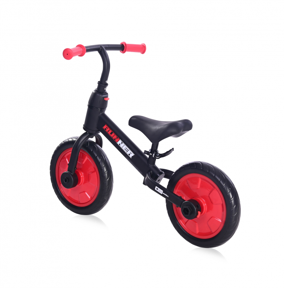 Bicicleta de echilibru 2 in 1 cu pedale si roti auxiliare black  red - 2 | YEO