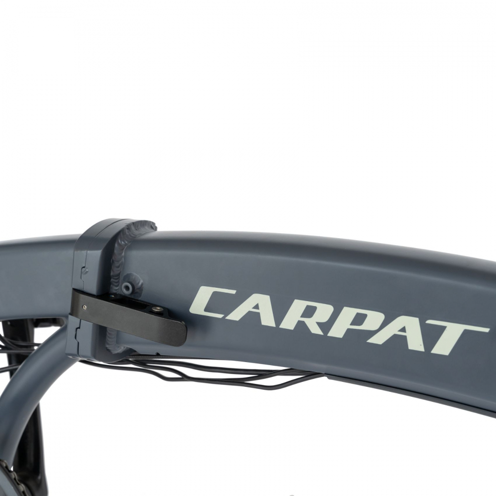 Bicicleta electrica pliabila 20 inch Carpat C201PE gri cu design alb CARPAT