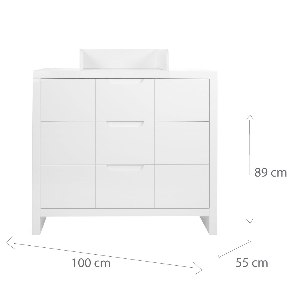 Comoda Quadro White 100x55x89 cm cu masa de infasat mdf alb Childhome - 1 | YEO