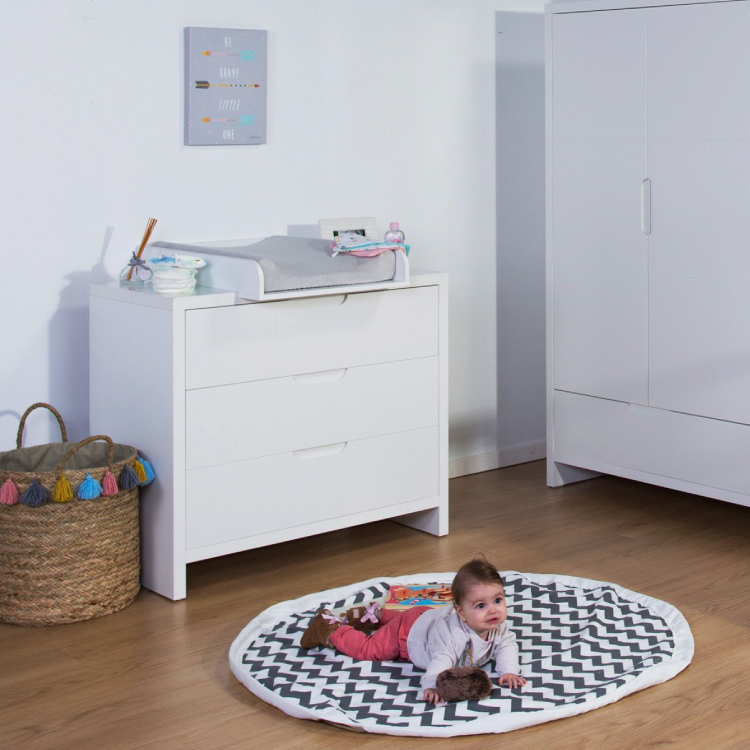 Comoda Quadro White 100x55x89 cm cu masa de infasat mdf alb Childhome - 2 | YEO