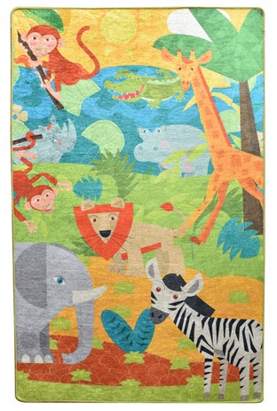 Covor antiderapant pentru copii Animals 100x150 cm