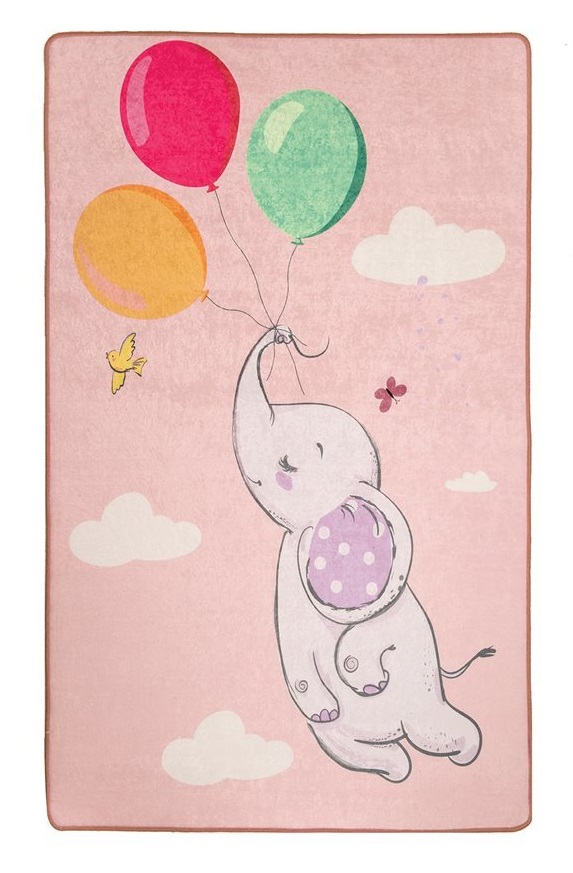 Covor antiderapant pentru copii Balloons Pink 150x200 cm - 3