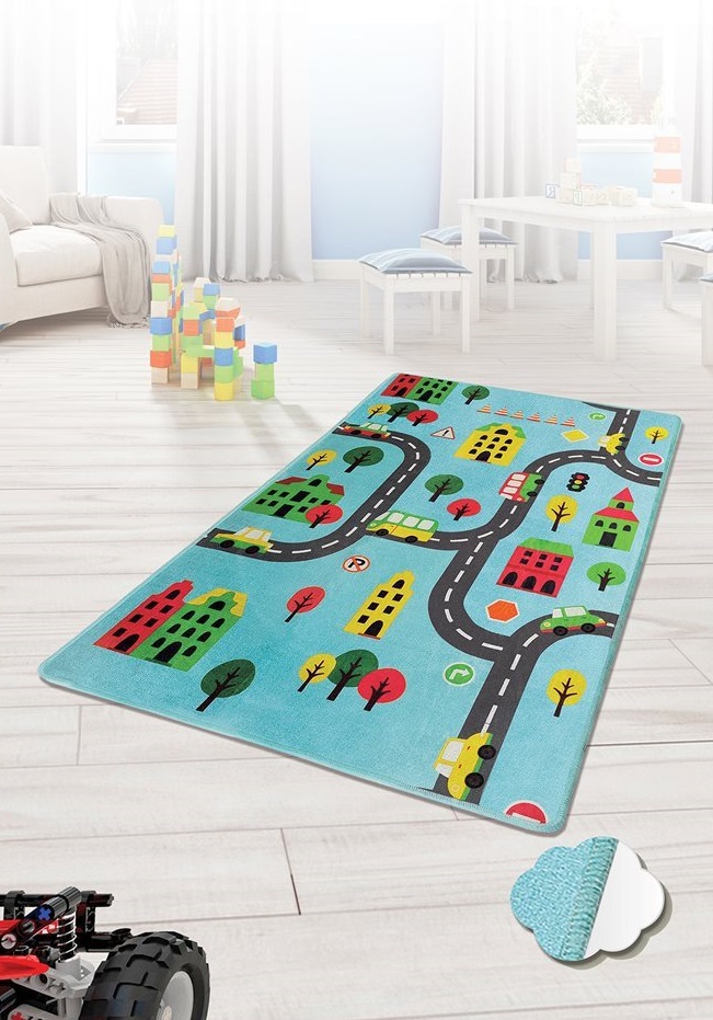 Covor antiderapant pentru copii Road Blue 100x150 cm - 2